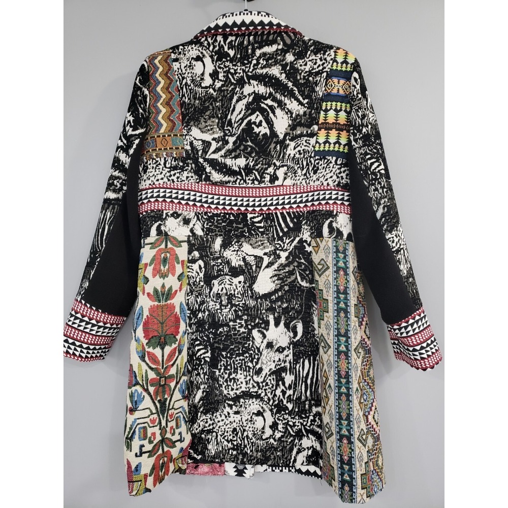 Boho Tapestry Patchwork Art Teacher Whimsigoth Long Jacket Coat Vintage FEstival